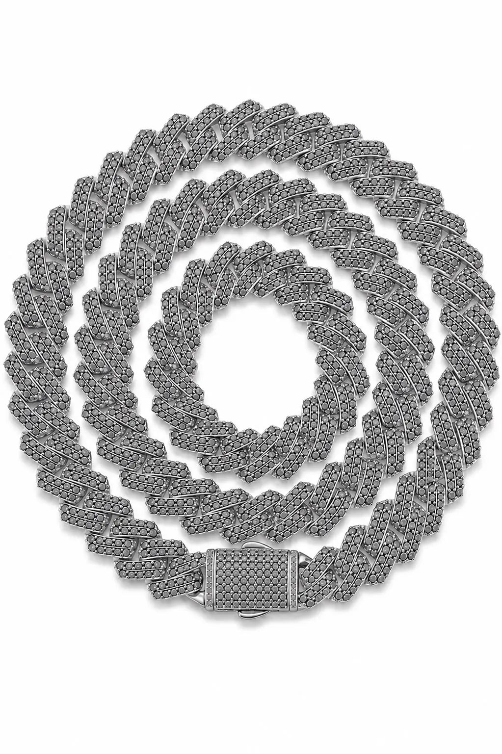 Black Moissanite Closed Link Cuban Chain — 925 sterling silver · black rhodium plated