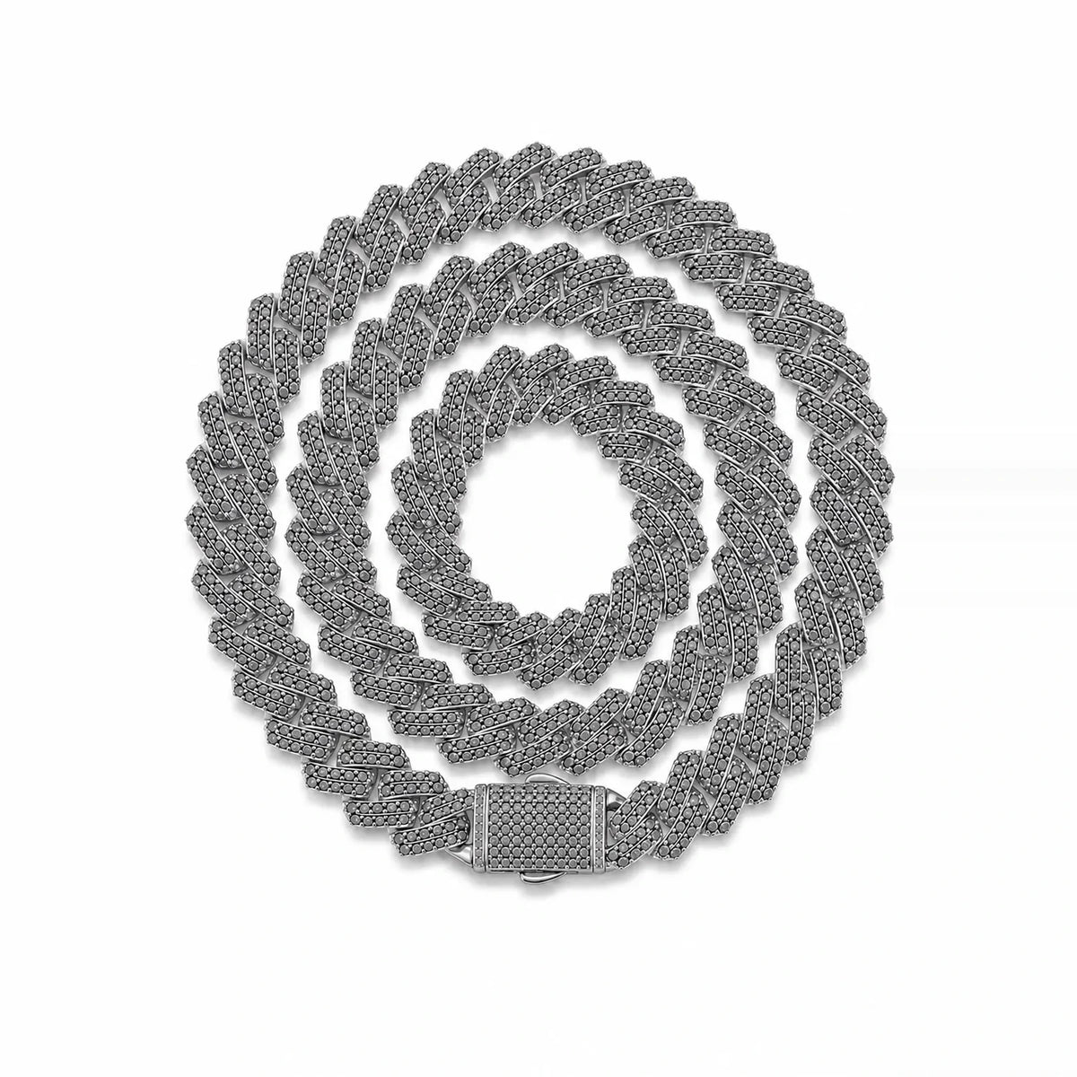 Black Moissanite Closed Link Cuban Chain