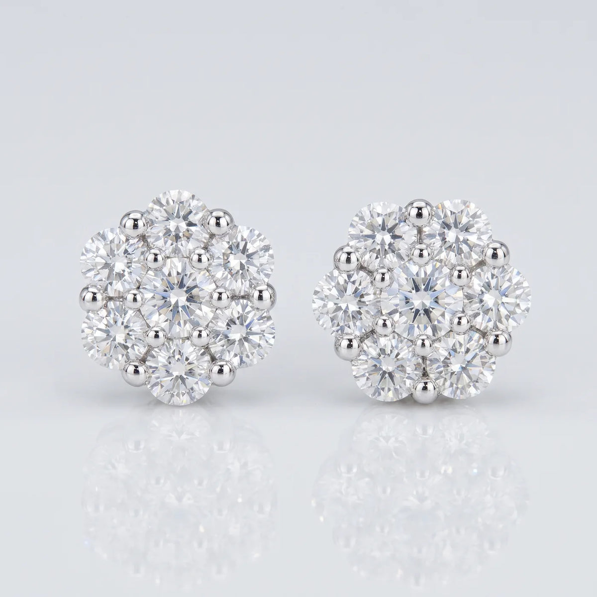 Flower Cluster Stud Earrings — 925 sterling silver · rhodium plated
