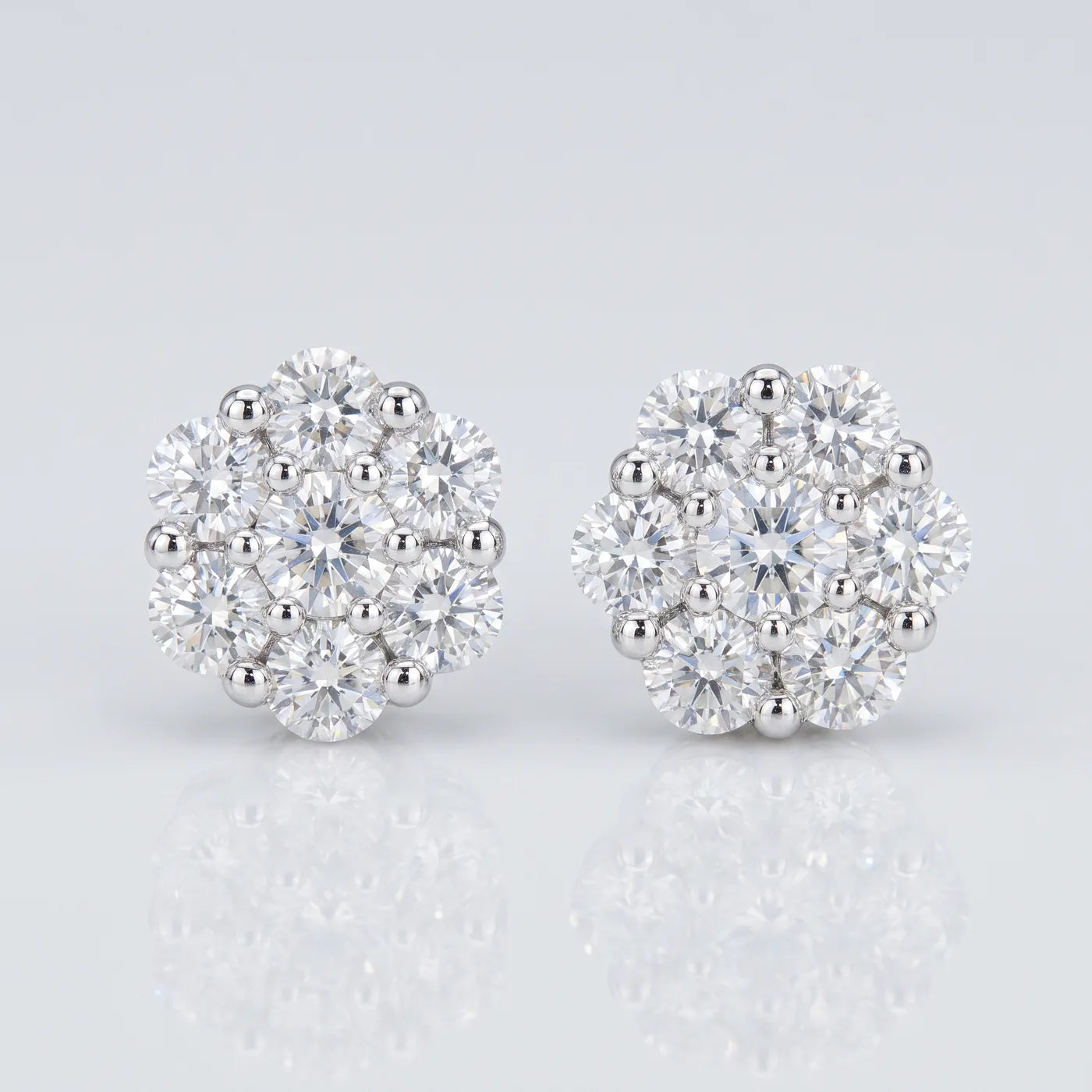 Flower Cluster Stud Earrings — 925 sterling silver · rhodium plated