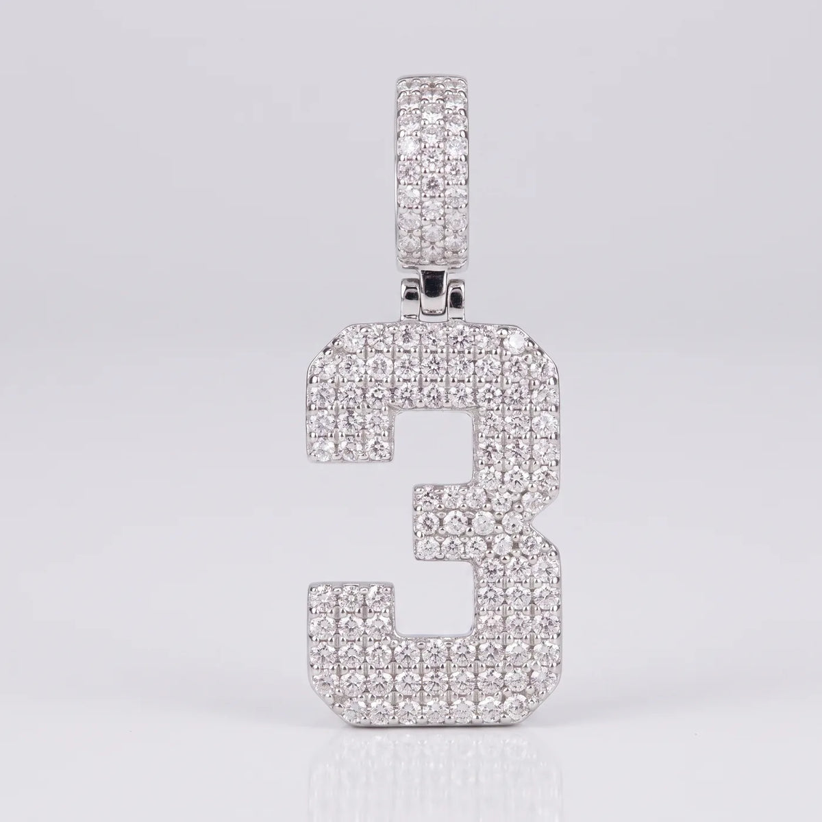 Iced Moissanite Number Pendant — 925 sterling silver · rhodium plated