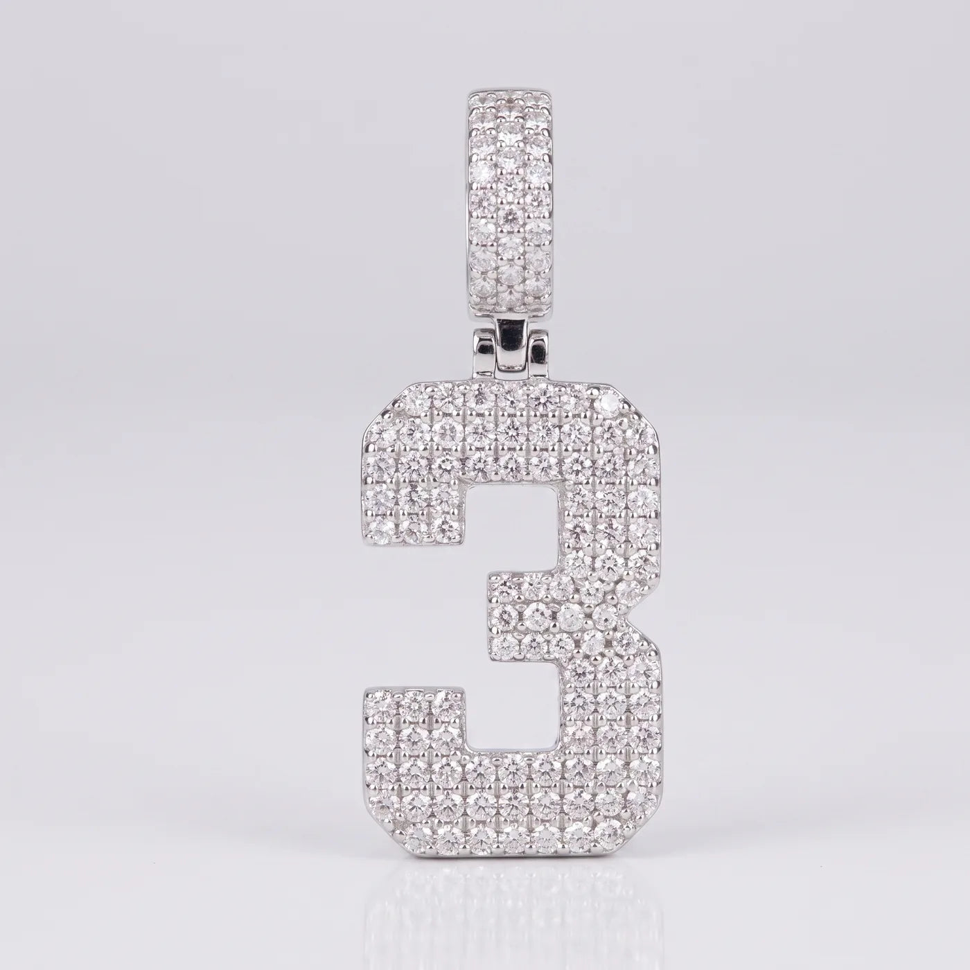 Iced Moissanite Number Pendant — 925 sterling silver · rhodium plated