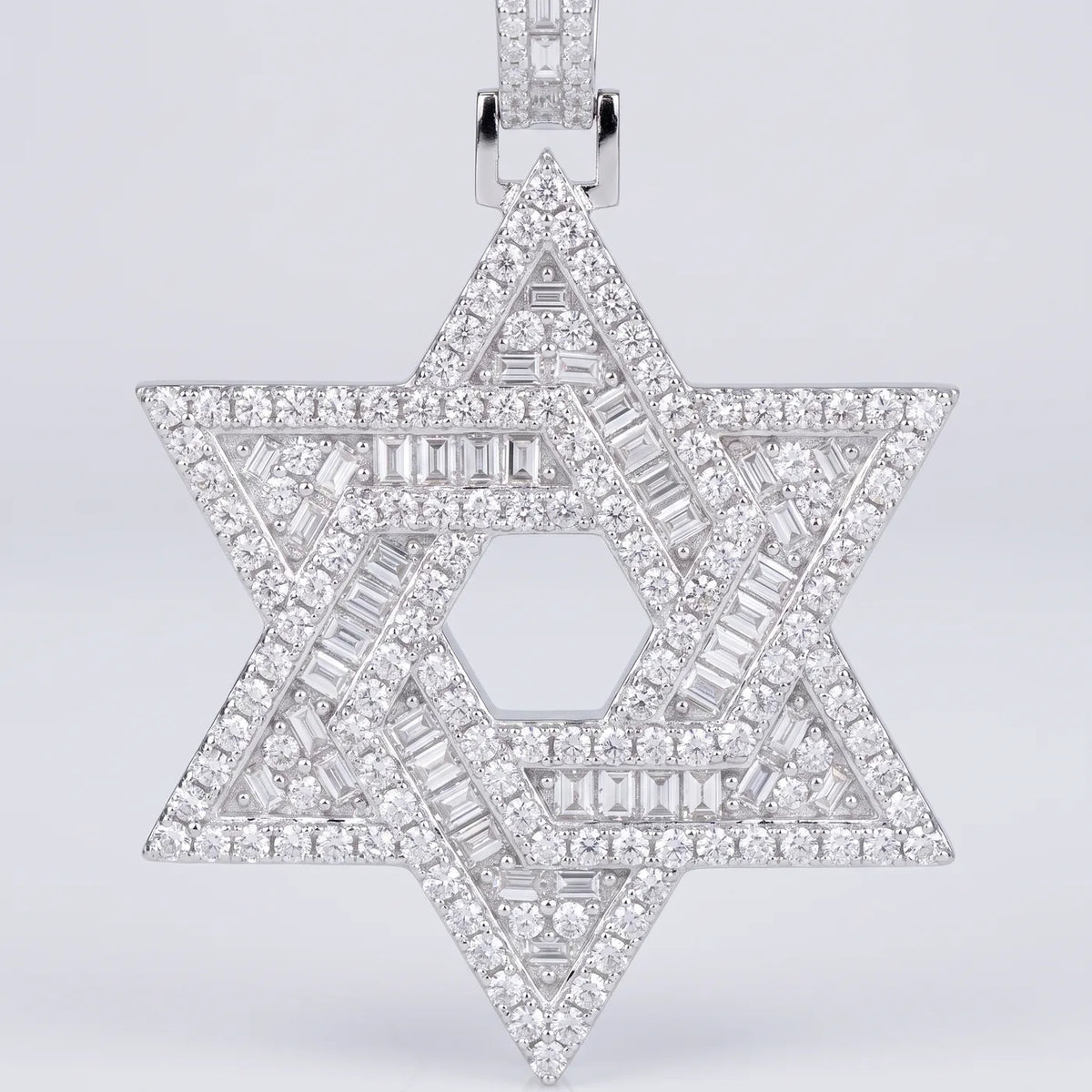 Iced Star of David Pendant — 925 sterling silver · rhodium plated