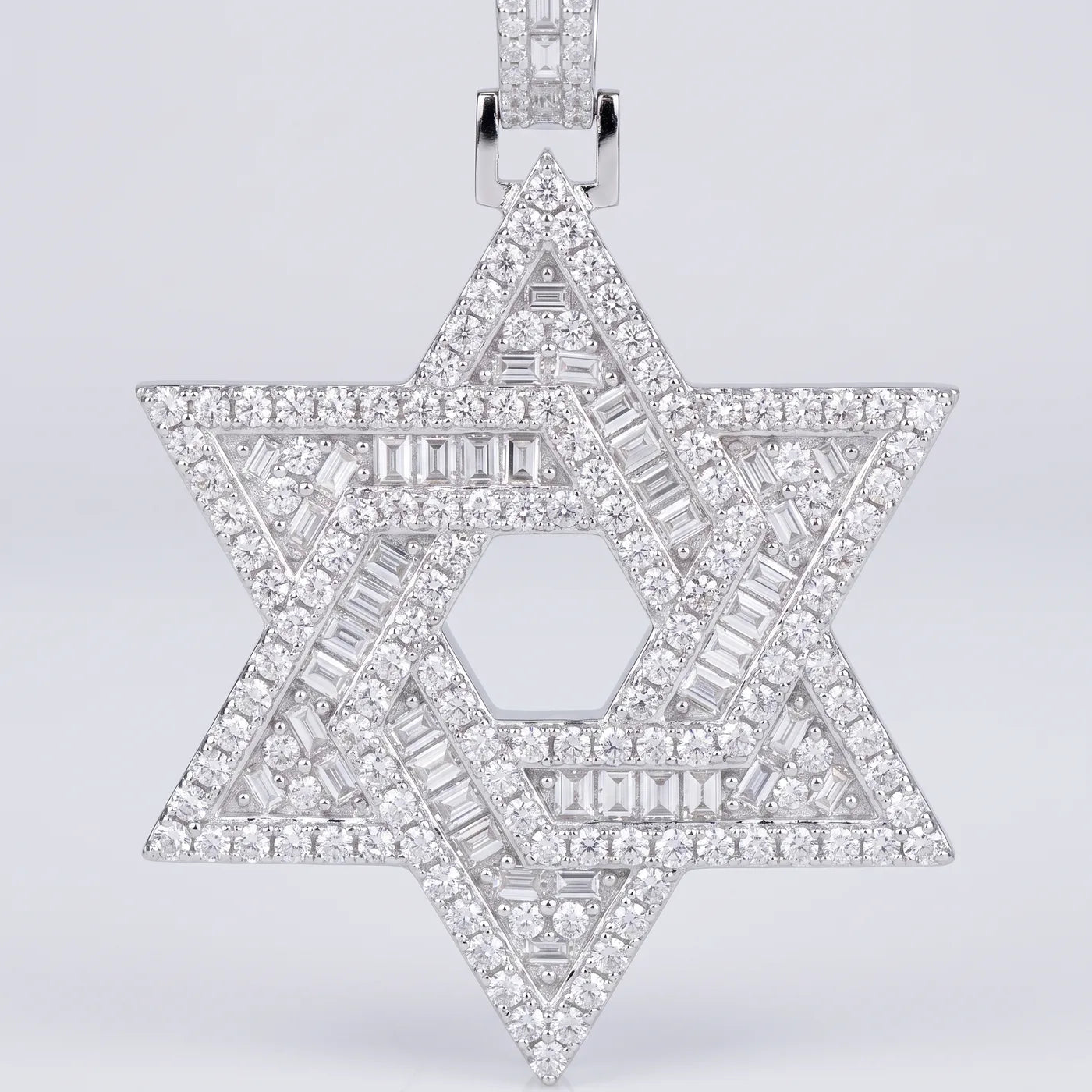 Iced Star of David Pendant — 925 sterling silver · rhodium plated