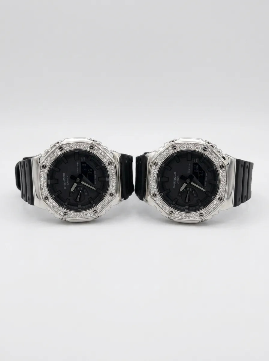 Silver Moissanite G-SHOCK Watch — 925 sterling silver · rhodium plated